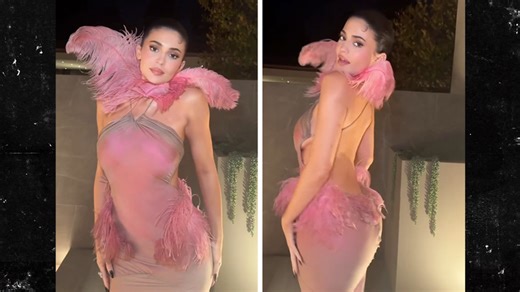 Kylie Jenner stuns in pink dress