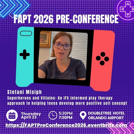 This training is experiential and didactic. This workshop is grounded in Integrative Play Therapy, including CCCPT, Adlerian Play Therapy, and Internal Family Systems. Participants will examine the protective systems in superheroes and villains. Through an IFS-informed play therapy lens, participants will develop an understanding of how to externalize and use metaphors with our adolescent clients. Using characters in movies as examples, participants will be able to recognize the concepts of IFS-