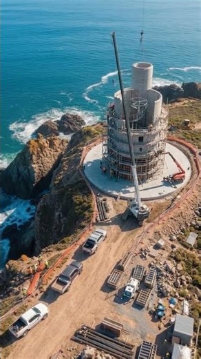 Massive Lighthouse Construction Timelapse Coastal Engineering #construction #drone