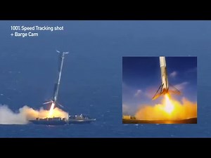 SpaceX CRS-6 Barge Landing Attempt - Synchronized Cameras with Zoom Closeup