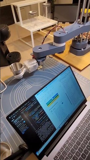 Scara Robot Forward & Inverse Kinematics Test with pre-programmed actions
