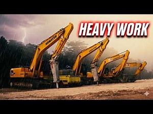 HEAVY RAIN! Giant Excavators Heading to Parking Site after Massive Shift