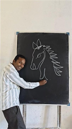How to draw a Horse face with Oneline #art #lineart #drawing #viral #tutorial #youtubeshorts