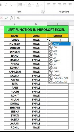 how to use the LEFT Function in Microsoft Excel. #excel #microexcel