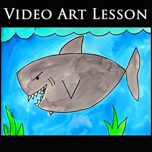BIG DADDY SHARK Video Art Lesson | Easy SUMMER SHARK WEEK Drawing & Painting