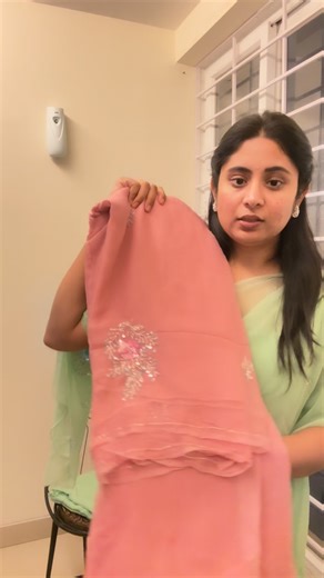 Anjali on Instagram: "Chiffon saree with hand embroidery….✨✨ Dm us for more details… #chiffon #chiffonsaree #cocktailsaree #worksaree #handembroidery"