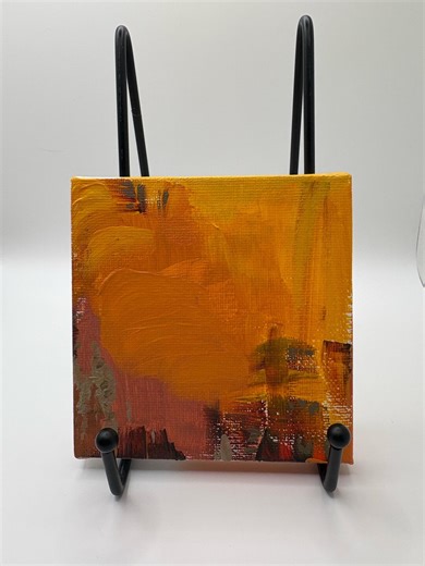 Burnt Umber - Abstract Acrylic Original Painting on Canvas, 4" X 4" X 1" - Etsy