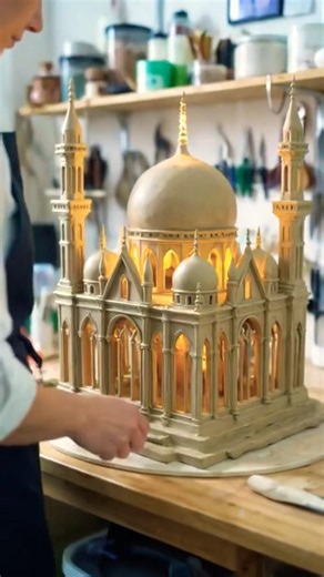 Royal Clay Mosque With Lights ✨ | Amazing Timelapse 🕌 #clayart #mosque #masjid