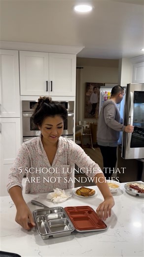 Jamie Yang on Instagram: "All 5 incredibly easy to make school lunches— We always do morning together. Hubs makes breakfast + main school meal while I pack the kids snacks, pack the rest of the school lunch, refill water bottles, & pack backpacks.. oh & make things cute it’s much easier doing it together at 6am. Let us know if easy to make school lunch ideas are helpful, we will continue to share more❤️ #marriage #teamwork #schoollunches"