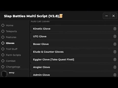*NEW* Slap Battles Script [PASTEBIN 2025] GetGloves, SlapAura, Admin and MORE