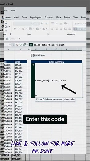how to visualize data using python method by formula in excel