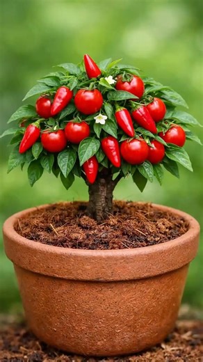 One Plant Two Harvests! 🌶️🍅 Grow Chilies & Tomatoes in One Pot | Amazing Gardening Trick #shorts