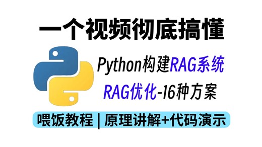 【B站强推】手把手教你使用Python构建RAG系统 RAG优化的16种方案，原理讲解 代码解析，AI大模型小白最全最强教程，带你少走99%的弯路！
