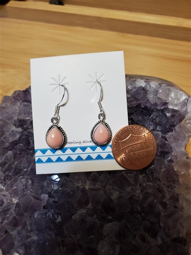 Conch Shell Earring/dainty Teardrop Pink Conch Shell Earring/sterling Silver Pink Conch Shell Earring - Etsy