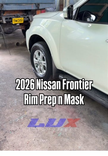 Dealer → Lux. 2026 Frontier rims prepped and masked for a color change. #LuxAutomotives #NissanFrontier #WheelPrep #ColorChange #AutoBody