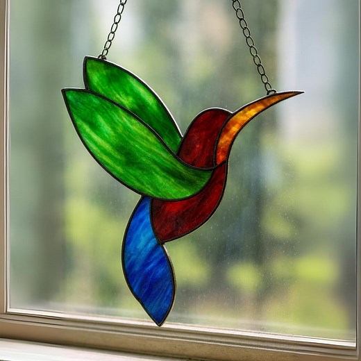 Hummingbird Pattern for Stained Glass, Beginner Friendly Hummingbird Stained Glass, Stained Glass Pattern, Modern Stained Glass, PDF Pattern - Etsy