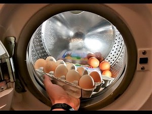 Experiment - Raw Eggs - in a Washing Machine - Centrifuge