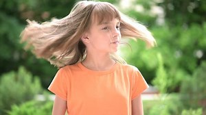 Girl flips hair slow motion