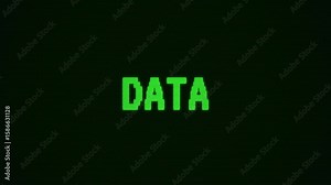 Retro computer screen displays green DATA text with blinking cursor during a nostalgic typing session at the vintage tech exhibition