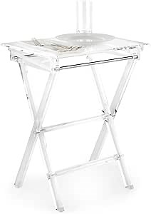 Clarte Clear Acrylic Folding Table | 20 1/4 x 15 1/4 x 24 1/2 inches | Stylish, Compact Design | Perfect for Small Spaces in Living Room, Dorm Room, or Apartments