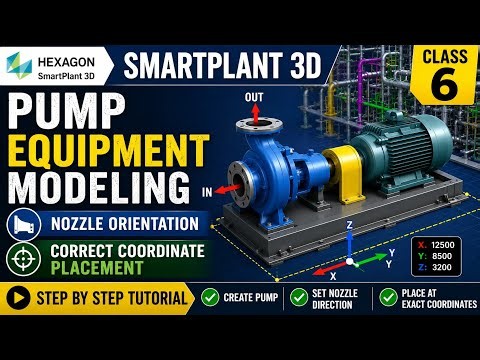 SP3D Class 6: Complete Pump Modeling | Nozzle Orientation & Exact Coordinate Positioning