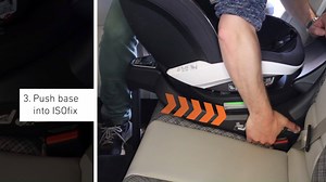 Easy as 1-2-3: Lengthening the ISOfix arms when your car makes it tricky to deinstall 1. Shorten the support leg 2. Make contact with your leg 3. Push the base into the ISOfix | BeSafe