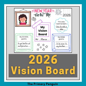 2026 Doodle Vision Board -- K-3 goal setting bulletin board display