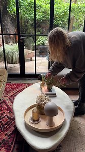 Double Impact Styling Tips! Plonk tall vases next to smaller ones; blocky, square looking ceramics next to curvaceous ones, remembering to play around with the scale. Oh and remember - no gaps or rows. Look at your styled arrangement from above. It will give you a totally different birds eye perspective, and if it works from up high it will I promise you work from the ground. Mix up materiality and create friction by placing rough with smooth, something feminine with something masculine. Such a 