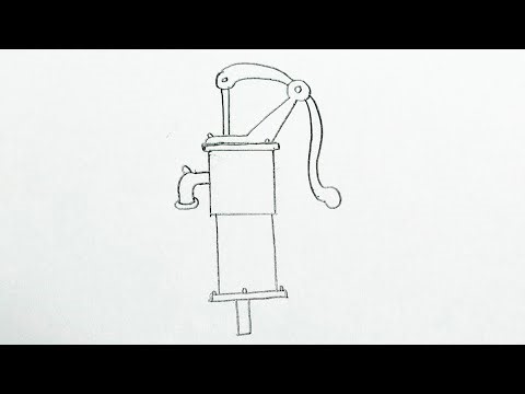 How to draw a Hand Water Pump step by step || Tube well pump
