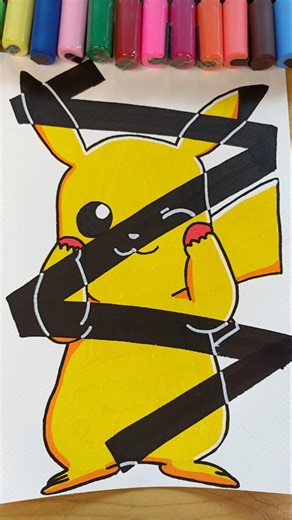 I draw PIKACHU from POKEMON with Posca Markers!!#Pikachu#pokemon#Posca