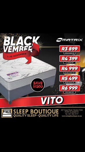 * Interlocking coils with dual-directional response * Increased pressure distribution for maximum comfort * Reinforced edges means no edge sagging * Perfect sleeping posture * Warranty: 10 years * Guarantee: 1 year * Maximum weight: 85kg to 90kg per person * Non-turn mattress and needs only to be rotated | Sleep Boutique