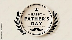 Happy Fathers Day greeting card with animated mustache and animated lettering for the greetings, Footage Happy Father's day. Animated Father's Day. Fathers day animation 4k