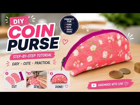 😍DIY Mini Coin Purse Tutorial | Easy Small Zipper Pouch Sewing for Beginners