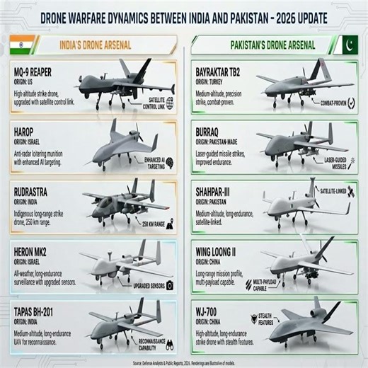 Drone Warfare in South Asia 2026 – India vs Pakistan UAV Arsenal Comparison”