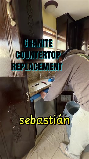 Expertly replacing a section of this granite kitchen countertop to restore its elegance and functionality. #reelsviralシfb #videoviralシ #fypreelsシ゚viralシ #trendingvideo #foryoupage