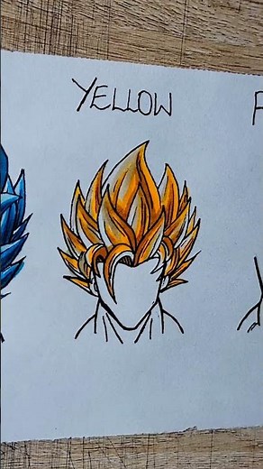How to Draw Goku's Hair With🤯( Blue,Yellow,Red ) #shorts