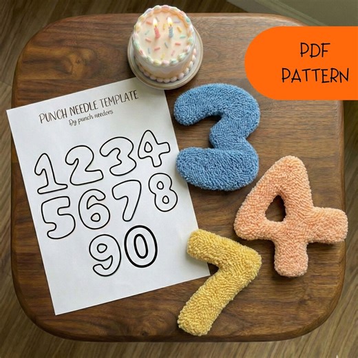 Punch Needle Number Pattern PDF, Bubble Numbers Template 0-9, DIY Birthday Cake Topper - Etsy