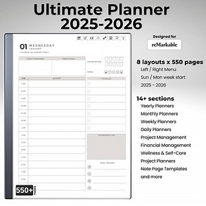 Remarkable Ultimate Planner 2025-2026 | Daily, Weekly, Monthly & Yearly Planner for Remarkable Paper Pro/1/2 - Etsy Canada