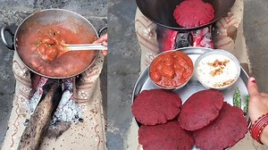 A new potato recipe: delicious spicy fried potato curry served with spiced beetroot and crispy puris.you love it! | Muskan Rajput