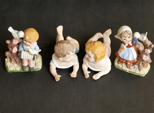 Vintage Bisque Porcelain Baby Figurines Set of Four Hand Painted Nursery Children Ornaments - Etsy
