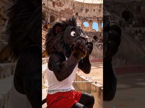 Le combat,lion vs chat