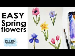 6 EASY watercolor Spring flowers