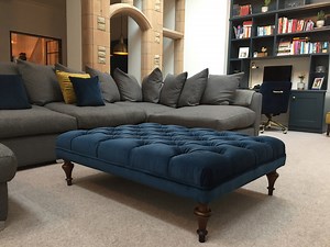 Navy Footstool: Bespoke Velvet Ottoman, Choose Your Style - Etsy Canada