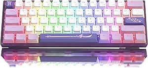 Womier 60% Percent Keyboard,WK61 V2 Mechanical RGB Wired Gaming Keyboard,Hot-Swappable Creamy Key Board with PBT Keycaps,Linear Red Switch for Windows/MAC (Purple)
