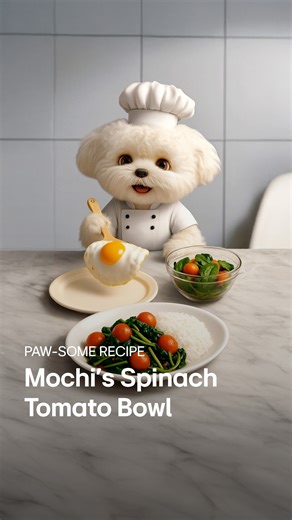 Best way to cook your spinach? 🥬💗 Blanching and seasoning won our last poll, which is exactly how Mochi loves his spinach prepared! 💡 Chef Mochi’s Tip Blanching spinach gives it a smooth, silky texture and fantastic flavor, while boosting beta-carotene and iron. 🐶🧑‍🍳 This Spinach Tomato Bowl is Mochi's new favorite for an easy, satisfying meal. Making it is a breeze—the LG Induction Cooktop brings water to a boil in minutes with UltraHeat™, so even clumsy Mochi can quickly and safely prep 