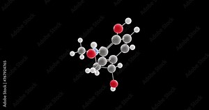Epinephrine molecule, rotating 3D model of adrenaline, looped video on a black background
