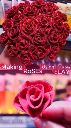 Making Beautiful Roses Using Air Dry Clay🌹| Easy Clay Flower Craft |Air Dry Clay Flower |#clay #rose