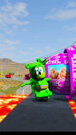 FUNNY CARS | CRAZY FROG & GUMMY BEAR & MARIO & SPONGEBOB & SPRUNKI VS BOLLARD BARBIE IN BEAMNG DRIVE
