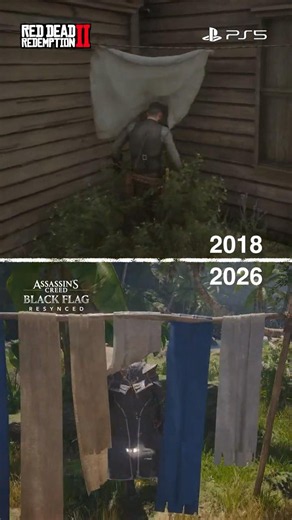 Cloth Physics | AC Black Flag Resynced vs RDR2 #gaming