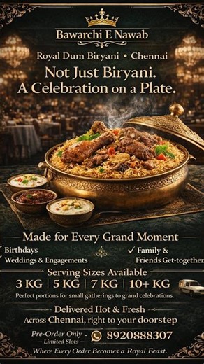 Bawarchi E Nawab Delicious Mutton and Chicken Dum Biryani Chennai ! Pre Order Now 8920888307